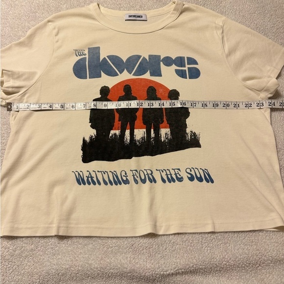 DAYDREAMER The Doors Waiting For The Sun Shrunken Band Tee Cream Crop - Picture 5 of 13
